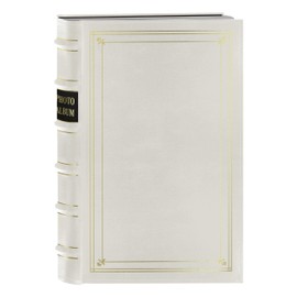 Pioneer Photo 204-Pocket Ring Bound Photo Album for 4 by 6-Inch Prints, White Bonded Leather with Gold Accents Cover