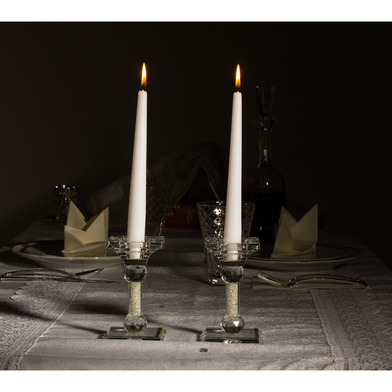 Ner Mitzvah Classic 8 Inch Taper Candles for Shabbat, Dinner