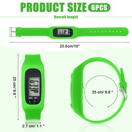 Geyoga Silicone Fitness Tracker Watch 6 Pcs Walking Running Pedometer Calorie Burning and Step Counting Bracelet Steps Pedometer Watch for Walking Men Women Kids (Multicolor)