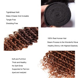 Giginger Bundles Human Hair T1B/4/30 Omber Deep Wave Human Hair Bundles 26 28 30 Inch Omber Black Chocolate Light Brown Unprocessed Quick Weave Soft Sewn In Hair Extensions for Black Women