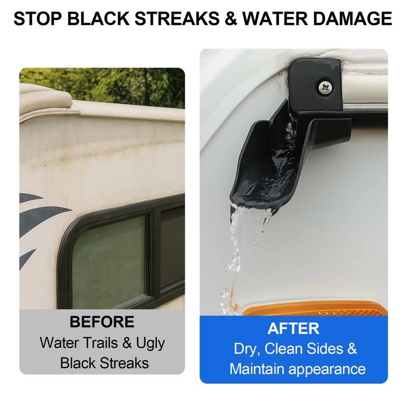 Wadoy RV Rain Gutter Spouts 2 Right & 2 Left,