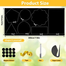 Magnetic Blackout Blinds Window, 145 X 300cm Removable Blackout Blind, Temporary Blackout Blinds for Windows Fits Any Size Shape, No Drilling Blackout Blind with 12 Magnets