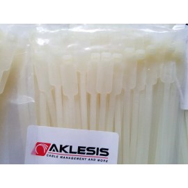 AKLESIS Identification Head Zip Ties 14" Inch Natural - Quantity of 500