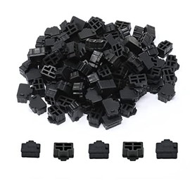 iExcell 125 Pcs Black Ethernet Hub Port RJ45 Anti Dust Cover Cap Protector Plug