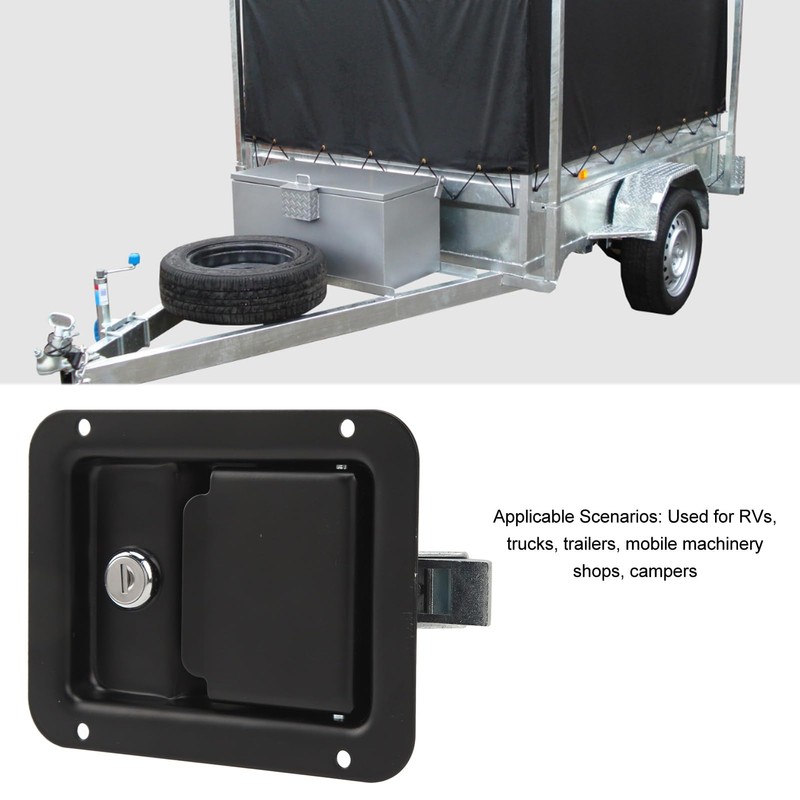 Trailer Paddle Lock ,Black Toolbox Handle Latch with 2 Keys