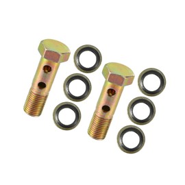 VekAuto Universal M10x1 38mm Length Motorcycle 6 Hole Hollow Bolt Screws with Washers Set Brake Hollow Screws Metric Thread Bronze Tone - Pack of 8 Auto Accessories