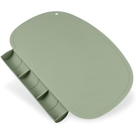 Silicone Placemat with Food Catching Pockets for Baby & Kid, Food Grade Silicone Non-Slip Toddler Food Place Mats with Raised Edges for Dining Table (Sage)