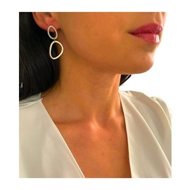 NataschaWoge® Edelstahl lange minimalistische Creolen Silber Gold Huggie Ohrringe Schmuck für sie Geschenk Silber Damenschmuck Freundin (Silber)