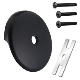 Single Hole Bathtub Overflow Drain Cover, Bathtub Drain Plate Overflow Cover with Screw Low Noise Thick Face Plate Tub Trim Kit(Matte Black)