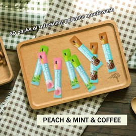 Mini Mouthwash Kit,Travel Size Portable Fresh Breath Mouth Wash,Coffee Flavor, 20 Individual Disposable Mouthwash Packs for Oral Care