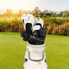 CRAFTSMAN Golf Wood Covers Headcovers (1ffx) 12 Golf Tees Driver Fairway Wood Utility Club Cover Tri Piece Design Black