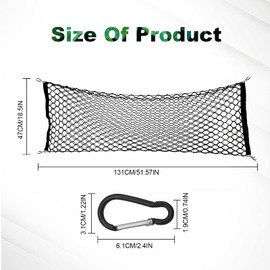 Cargo Net for Pickup Truck Bed, Elastic Mesh Net Organizer with 4 Hooks, Compatible with Ford F150, GMC, Truck Cargo Organizer Storage Nylon Universal Heavy Duty Net Fit 52inchx 18inch Cargo Net