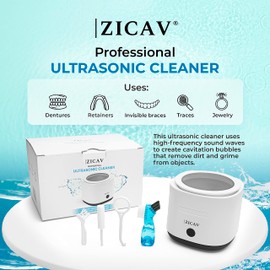 ZICAV Retainer Cleaner Machine - Ultrasonic Jewelry Cleaner - Denture Cleaner Machine, Mouth Guard, Aligner