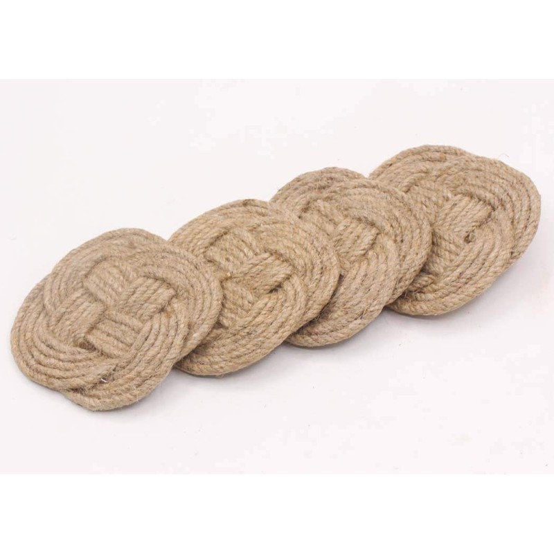 Roorkee Instruments India Jute Rope Coaster Set of Four-Nautical Gift-Beach