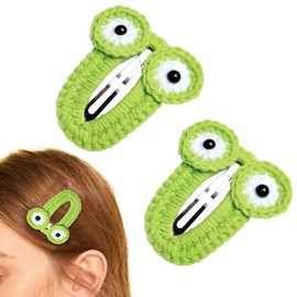 AEGYPIUS Frog Hair Clip, 2 Pcs Snap Hair Clips Snap Clips for Hair with Green Frog Eye Design, Hair Snap Clips for Women Fun Hair Clips Funny Hair Clips Novelty Hair Clips Snap Barrettes for Women