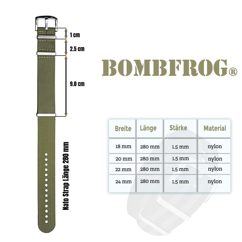 BOMBFROG NATO strap nylon watch strap, pin buckle, watch straps