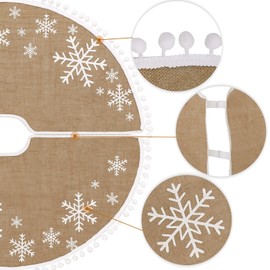 MACTING Christmas Tree Blanket, 76 cm Christmas Tree Blanket, Round Christmas Tree Skirt, Christmas Tree Skirt (Snowflakes with Rounded Edges, 76 cm)