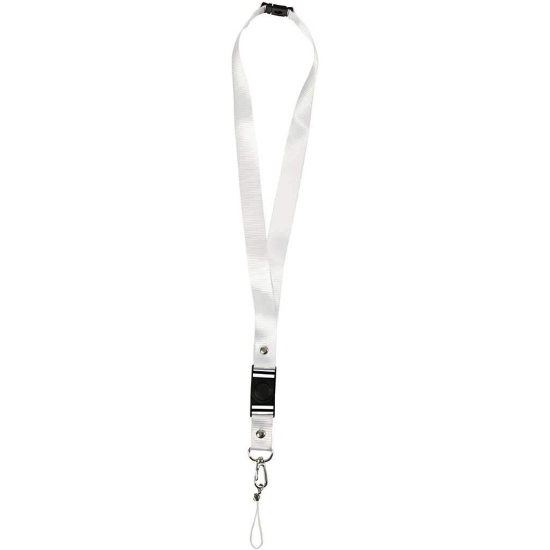 Key Strap, L: 53 cm, white, 5 pcs