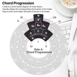 Circle of Fifths Wheel, Metal Aluminum Alloy Melody Tool Chord Wheel with Stand Base, Guitar Music Theory Disc Circle of Fifths for Musical Instruments, Guitar Learning Tools (Black)