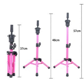 SK-QACD Mannequin Head Stand Tripod for Hairdresser Practice Style Display Human Hair Mannequin Head Manikin Cosmetology Doll Training Head Mini Adjustable Metal Holder（pink）