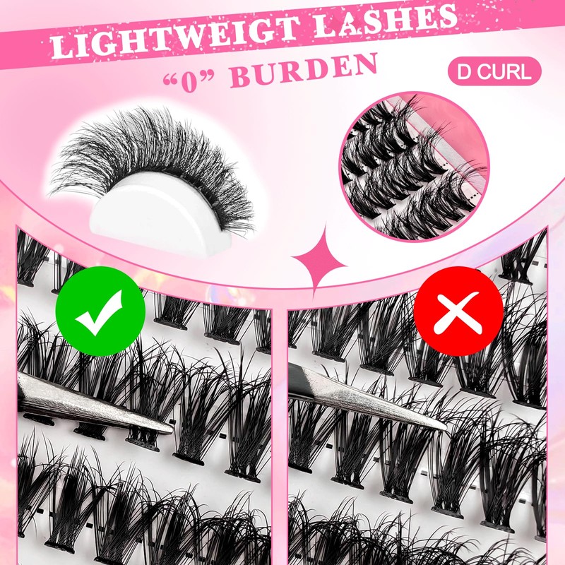 200 Pieces DIY Eyelash Extensions Set, 8-16 mm, Mixed Fluffy