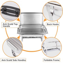 4 Packs Chafing Dish Buffet Set: 9 QT Stainless Steel Food Warmer - 9 Quart Buffet Servers with Fuel Holder & Water Pan - Chafer Set for Banquet Parties Even Catering Wedding (4 Packs)