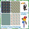 Pineraap Parrot Wrapping Paper 12 Sheets Colorful Parrot Designs Gift