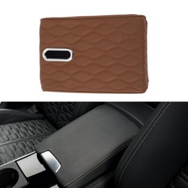 X AUTOHAUX Car Center Console Cover Car Armrest Cover Multifunctional 12.60"x8.66"x1.97" Brown Napa Leather Water Ripple Pattern
