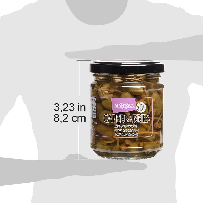 Mantova Caperberries in a Vinegar Mild Brine, 7.05 oz. (Pack