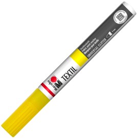 Marabu 01190003519 Textile Painter Glitter Yellow 519, Line Width Approx. 3 mm, Fabric Painting Pen for Light and Dark Fabrics, Water-based, Soft Grip, Washable up to 40 °C After Fixation