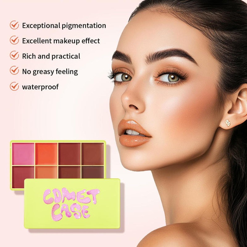 8 Color Cream Blush Palette, Matte Blush, Fine and Smooth