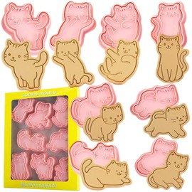 Crethinkaty Cat Cookie Cutters Set-8 Plastic Cookie Cutter Stamp- Cat Theme Fun Cookie Mold, Good for Making Cat Treats.