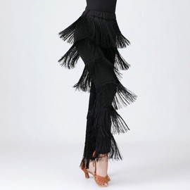 Latin Dance Pants Line Belly Dance Costume Stage Performance Wear Black XL