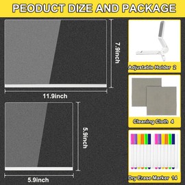LED Note Board with Colors, Glowing Acrylic Dry Erase Board, 11.8 x 7.87 and 5.9 x 5.9 Two Sizes Illuminating Dry Erase Board with Stand, for Study, Work and Personal Creative Use