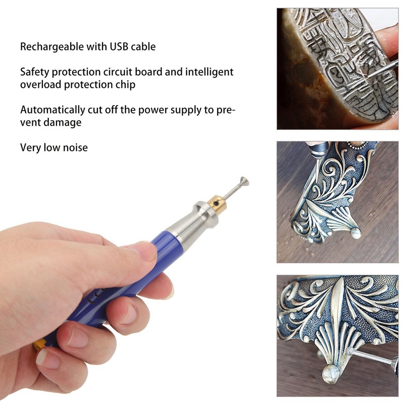 Electric Engraving Pen Kit USB Rechargeable Machine Mini Portable Polishing