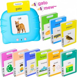 English and Spanish Bilingual Talking Flashcard Toys With 224 Common Words - Educational Language Learning Toys Children's Learning Tools:_Blue