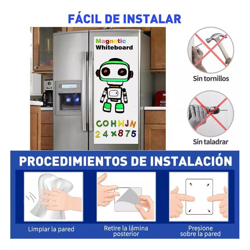XS Pizarrón Blanco Auto Adherible Papel Pizarra Con Plumones