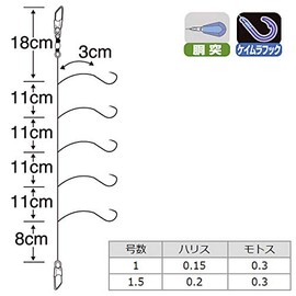Sasame C-253 Wakasagi Gimmer, Keimura Gold Hook, 5 Pieces, No. 1.0