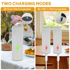 Solar Flameless Candle LED Pillar: 4*12 Inch USB Rechargeable Battery Candle with Remote Control for Outdoor and Indoor - Waterproof Large Candle for Patio Porch Wedding Gamping Lantern Candle Holders