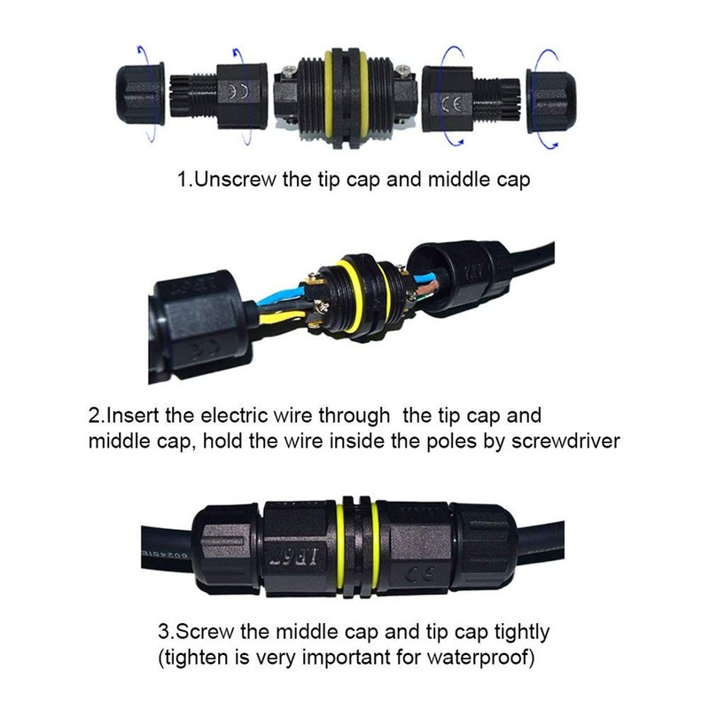 ILSSLI Junction Box Outdoor Waterproof IP68 Electrical Cable Connector 2