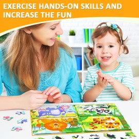 Magnetic Puzzles for Kids Ages 3-5, Toddler 4 in 1 Animals Panda Jigsaw Puzzle Book A4 Size, Montessori Preschool Learning Toy Travel Toys and Travel Games for 3-5 Year Olds Boys and Girls