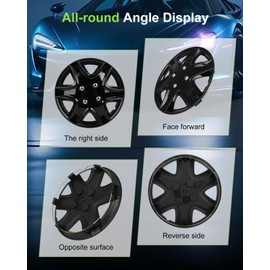 SCITOO Hub Caps Universal Snap On Hubcap Auto Tire Replacement Exterior Cap OEM Steel Wheel Hubcaps Wheel Cover Rim 14 Inch 4-Pack PP Black