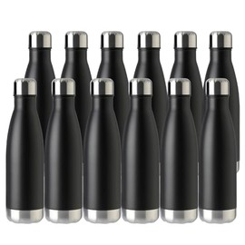 MEWAY Paquete de 12 botellas de agua deportivas de 500 ml, botellas de agua con aislamiento al vacío de acero inoxidable, a prueba de fugas, de doble pared, con forma de botella de cola, mantienen las