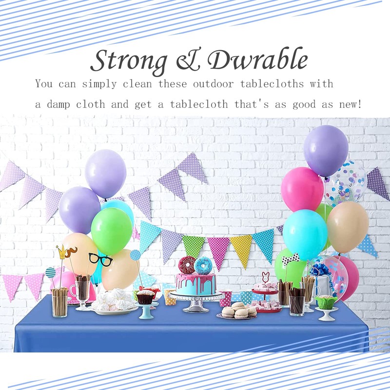 2Pc Blue Disposable TableCloth Table Covers,137*274cm King Charles Coronation Decorations