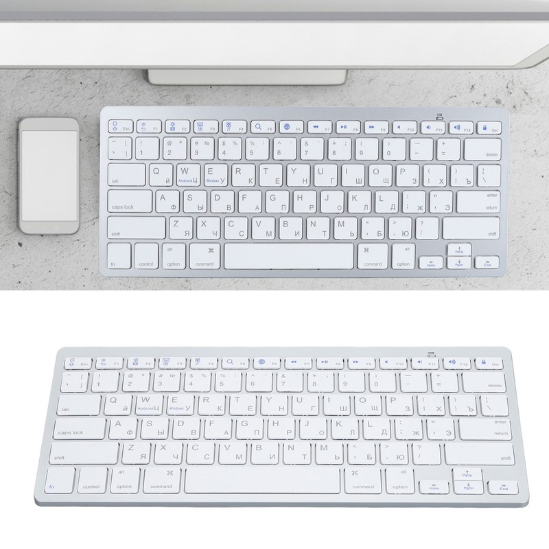 Ultra Thin Keyboard BT Wireless Splashing Proof Bilingual Language Keypad