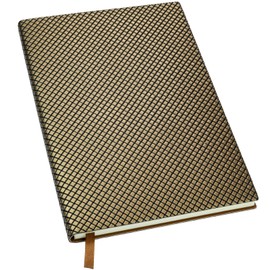 Global Printed Products Textured High End Journal Notebook: 5"x8", 192 Pages (96 Sheets), Lined Ruled Writing Notebook (Gold)