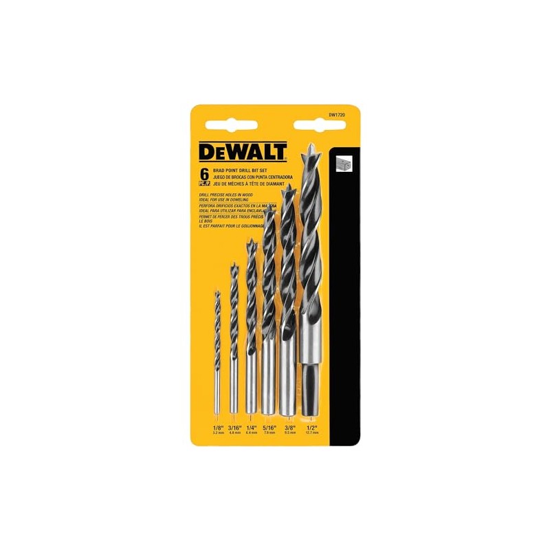 Dewalt DW1720 Juego de brocas para taladro con punta centradora,