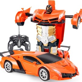 Transforming RC Car with Remote Control, 360¬∞ Rotation Light Music One-Button - Auto Demo Remote Control Car, 360 Degree Rotating Remote Control Toy:_Eastern Blue