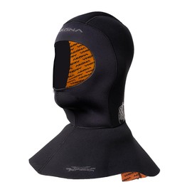 AKONA Wetsuit Hood Multi-Thickness 5/3MM with Flow Vent to Eliminate trapped air. Anatomical fit. Skin-in Neoprene face Seal which can be Trimmed by Owner for Custom fit. (L)
