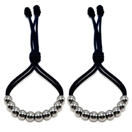 LAMIBEE Pack of 2 Golf Glove Bead Stroke Counter, 10 Stainless Steel Beads Score Counter for Gloves, Stroke Count Resizable Easy to Adjust Golf Round Scoring Tracker Accessory (Black) (Black)